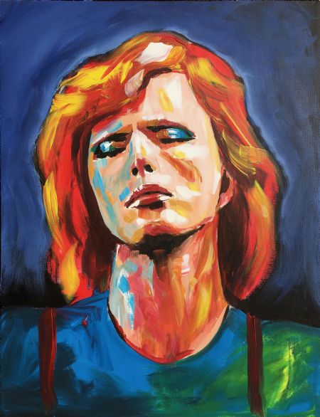 Akryl maleri Bowie af Henning Dalhoff malet i 2018