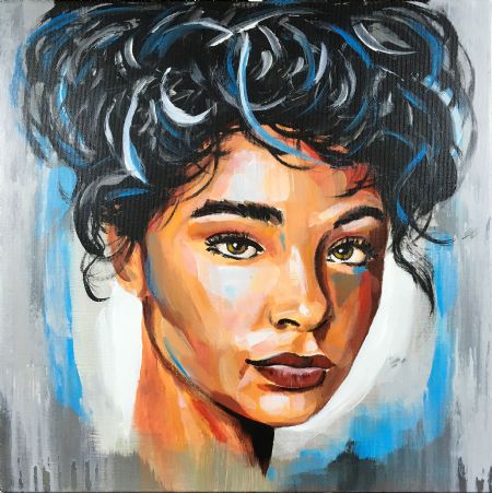 Akryl maleri Unknown beauty af Henning Dalhoff malet i 2017