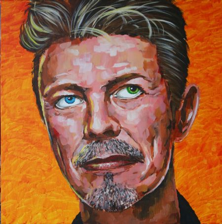 Akryl maleri Bowie af Henning Dalhoff malet i 2017