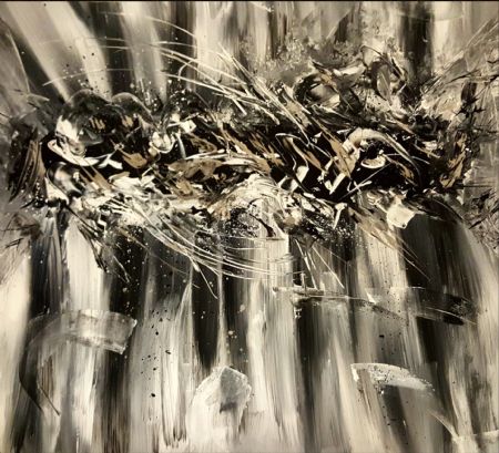 Akryl maleri Natte liv af Jk abstrakt malet i 2018