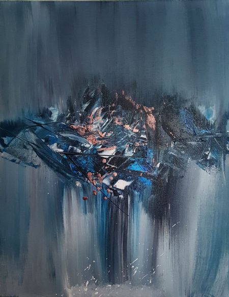 Akryl maleri Blå land af Jk abstrakt malet i 2018