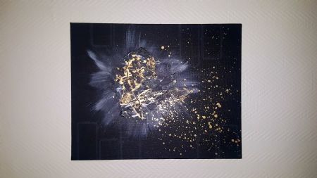 Akryl maleri Nattens stjerner af Jk abstrakt malet i 2018