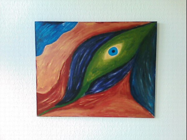 Akryl maleri Det onde øje af idu okoroafor malet i 2007