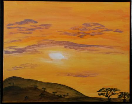 Akryl maleri Solnedgang af M.B. malet i 2017