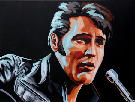Akryl maleri Elvis comeback af Henning Dalhoff malet i 2018
