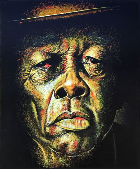 Akryl maleri John Lee Hooker af Henning Dalhoff malet i 2018