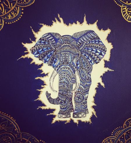 Akryl maleri Another elephant af Kathrine Lange malet i 2018