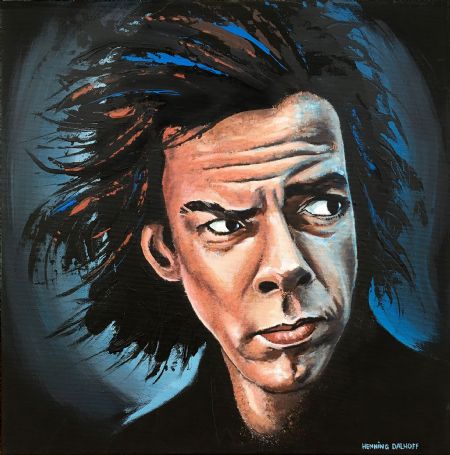 Akryl maleri Nick Cave af Henning Dalhoff malet i 2018