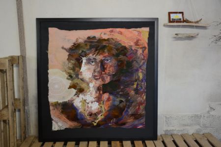 maleri Selvportræt i krise af Bente Kallehauge malet i 2013