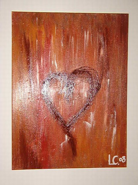 Blandede medier maleri Varme hjerte af LC malet i 2008