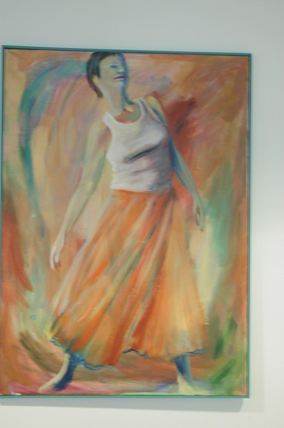 Akryl maleri dansende kvinde af kirsten knag malet i 