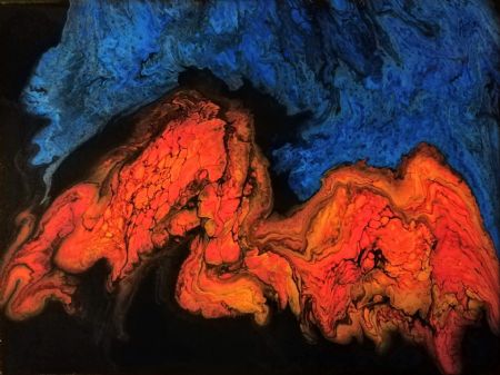 Akryl maleri Fire and ice af Monika Suhr malet i 2018