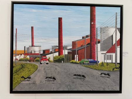 Akryl maleri Gammel fabrik i Skagen af Diorns malet i 2019