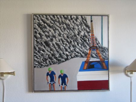 Akryl maleri Tour de France af Birgith Stradel (B.S) malet i 2013