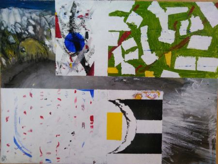Akryl maleri Boxes of Thought af T R malet i 2019
