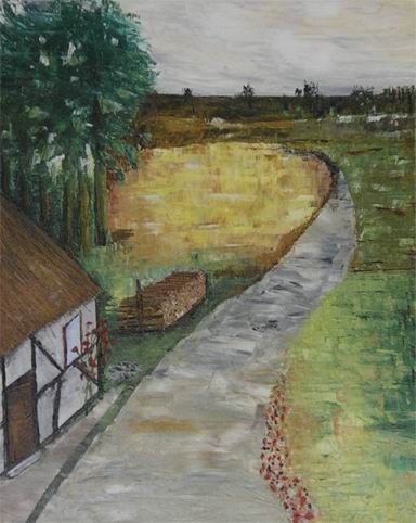Olie maleri Landscape af Gitte Sørensen malet i 2001