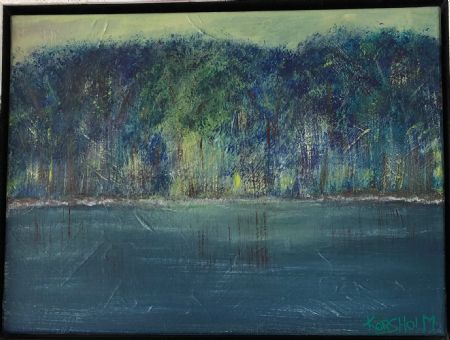 Akryl maleri Den blå skov af Art Korsholm Lene Korsholm malet i 