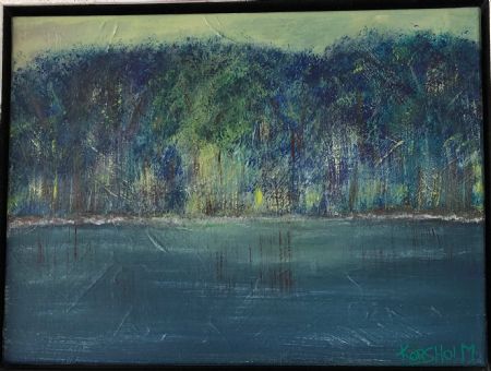 Akryl maleri Den blå skov af Art Korsholm Lene Korsholm malet i 