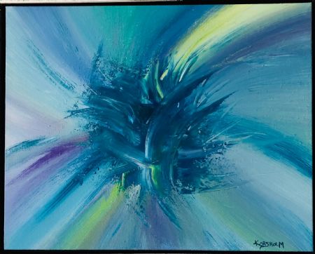 Akryl maleri Blue Explosion af Art Korsholm Lene Korsholm malet i 