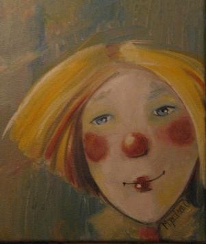Akryl maleri clown af mayja malet i 2007