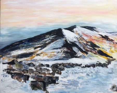 Akryl maleri Parafrase over Landskab af Mette Matz malet i 2019