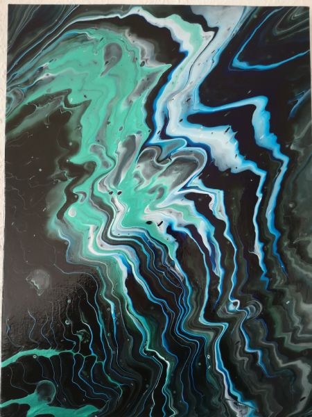 Akryl maleri Blue lightning af Liv Melgaard malet i 2019