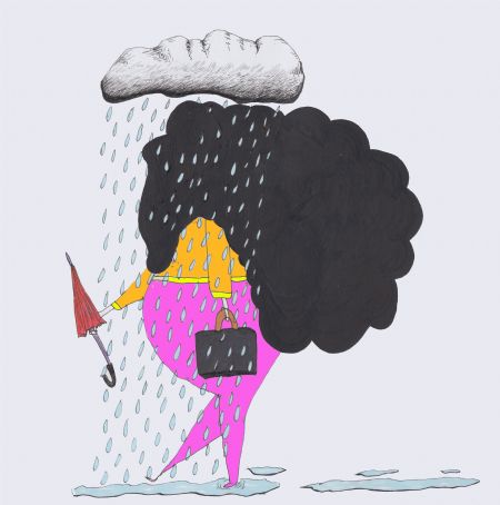 Blandede medier maleri Rain Cloud Response af Brad Mossman malet i 2019