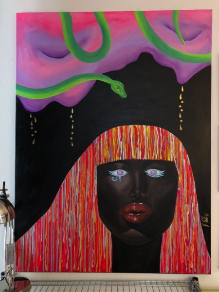 Akryl maleri Egyptian Hypnosis af Nadja Ristic malet i 2019