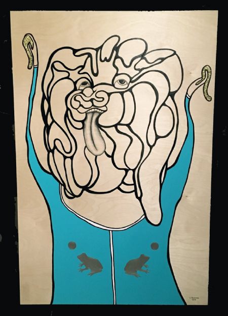Akryl maleri Two Worms af Brad Mossman malet i 2018