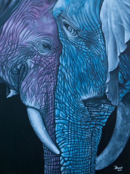 Akryl maleri Elephant Love af Dorthe Bronée malet i 2019