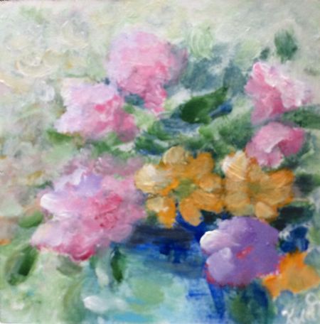 Akryl maleri - lidt flora. af Kylle Gulmark malet i 2019