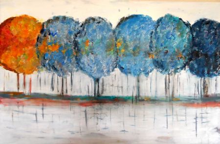 Akryl maleri Blu woods af Laila bollerslev malet i 2018