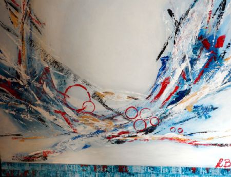 Akryl maleri Blu line af Laila bollerslev malet i 2018