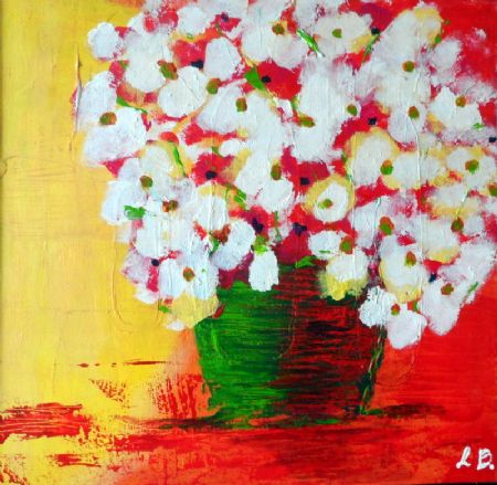 Akryl maleri Flowers af Laila bollerslev malet i 2018