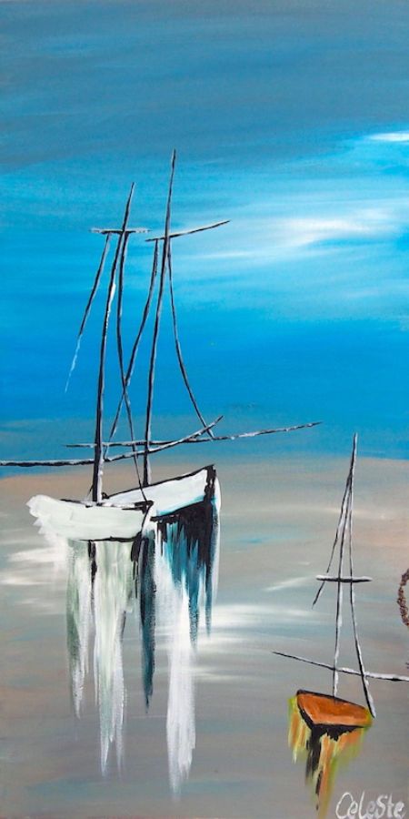 Akryl maleri Fading ocean af Celeste Michelle Holmberg malet i 2019