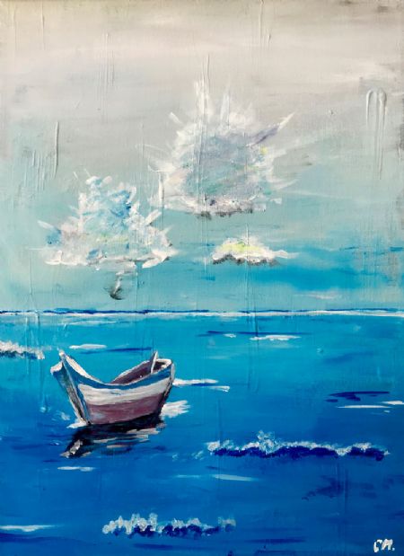 Akryl maleri A day at the sea af Celeste Michelle Holmberg malet i 2019