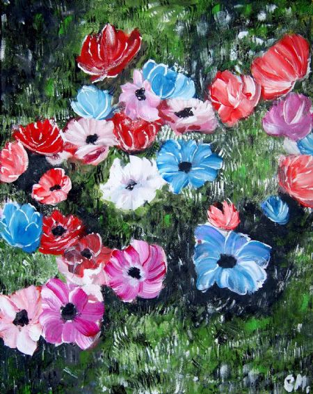 Akryl maleri Flower garden af Celeste Michelle Holmberg malet i 2018