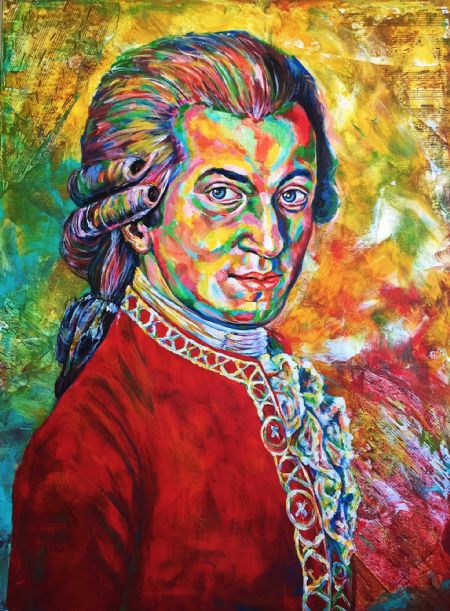 Akryl maleri Mozart af Art SELDA  malet i 2018