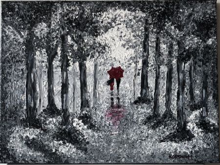 Akryl maleri Tur i skoven af Art Korsholm Lene Korsholm malet i 