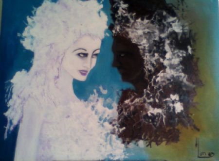 Akryl maleri jeg ser på dig af Sonia Zuniga malet i 2020