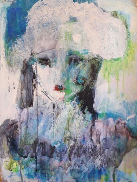 Akryl maleri A curl af Jette Lili Hollesen malet i 2020