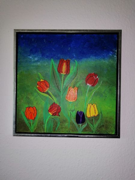 Akryl maleri Tulipaner af Mia Olsen malet i 2020