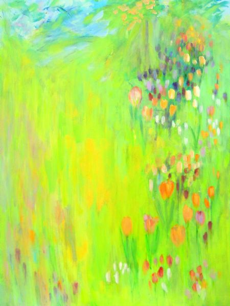 Akryl maleri SOLGT Misty Morning - Tulips af Aase Lind malet i 