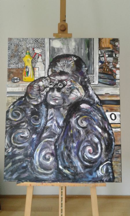 Akryl maleri Dr King Kong Bubble Gum af Marie Bertelsen malet i 2020