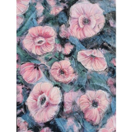 Akryl maleri Valmuer rosa blomster af Fandandart malet i 2020