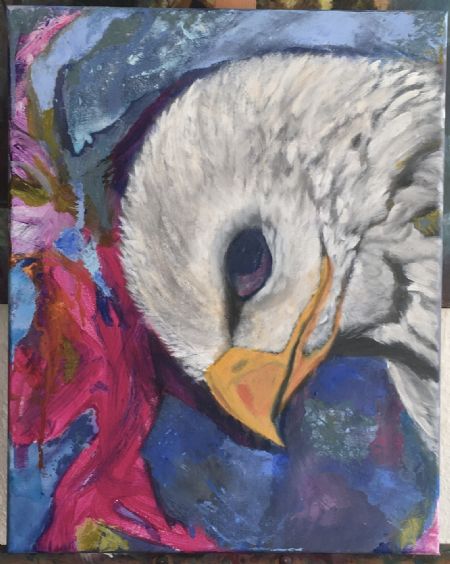 Akryl maleri Ørnen er landet af tinna winkel malet i 2019
