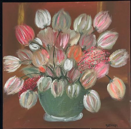 Akryl maleri Tulipaner af Art Korsholm Lene Korsholm malet i 