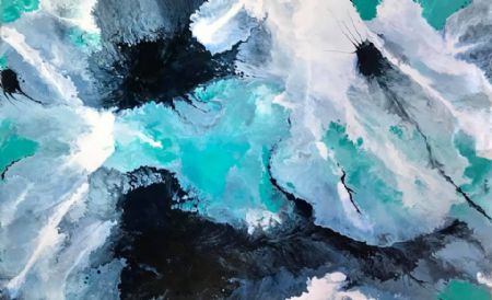 Akryl maleri Deep Blue af Tina Madsen malet i 2020