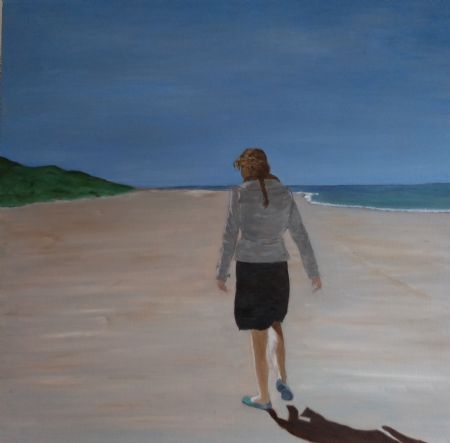 Olie maleri Sommer ved Vesterhavet af Marianne Laursen malet i 2015