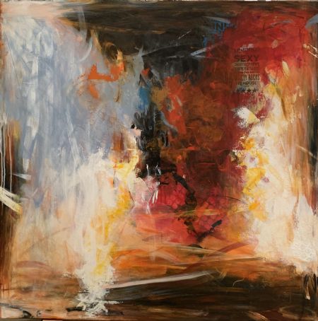 Akryl maleri Burning Platform af Christina Jørgensen malet i 2020